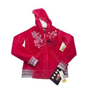 NWT Y2K Bobby Jack Spoiled Velvet Zip Up Jacket Size Small 7 Girls